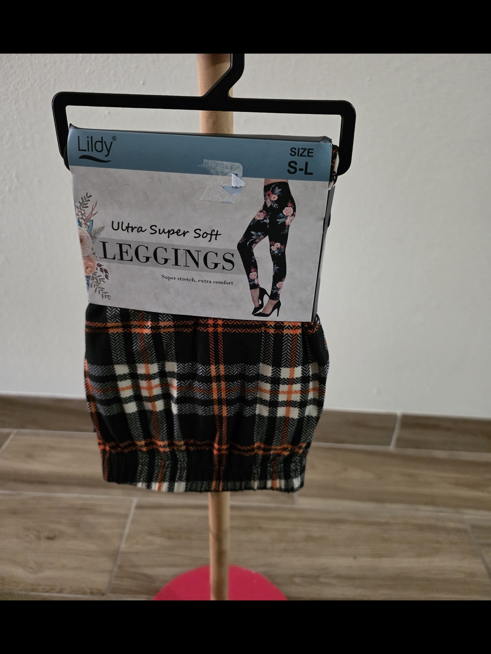 Lildy Ultra Super Soft Plaid Leggings - Black & Orange
